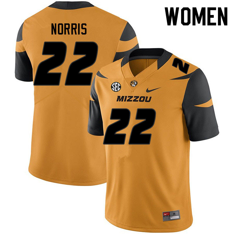 Women #22 Will Norris Missouri Tigers College Football Jerseys Sale-Yellow
